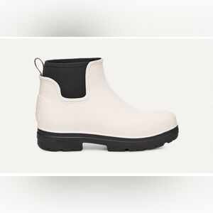 UGG Droplet Rubber & Neoprene Waterproof Ankle Rain Boots Booties in Off-White